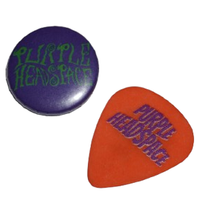 Plettri arancioni e spille viola "Purple Headspace"